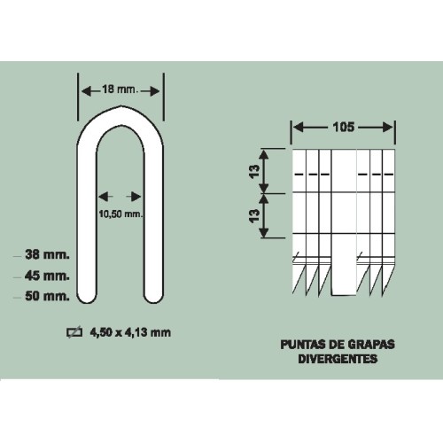 0033FG0950 GRAPAS TIPO U GRAMPILLON 50 MM.