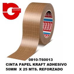 0810-T60013 CINTA PAPEL KRAFT ADHESIVO 50MM  X 25 MTS. REFORZADO FILAMENTOS