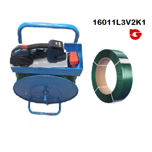 16011L3V2K1 KIT1 FLEJADORA BATERIA L3V2U  CARGADOR+BATERIA+CARRO+BOBINA FLEJE PET 