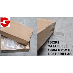 1602K2 CAJA FLEJE 12  MM. X 25 MTS.  +  25 HEBILLAS 
12 UDS. X EMBALAJE