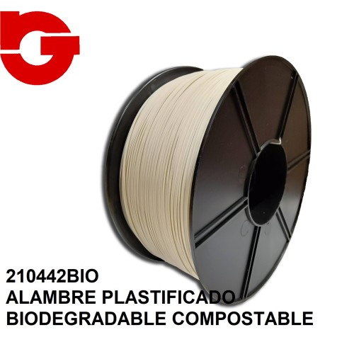 210442BIO ALAMBRE PLASTIFICADO BIODEGRADABLE COMPOSTABLE  BOBINA 1000MTS. 0,42 BLANCO