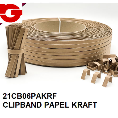 21CB06PAKRF CLIPBAND PAPEL KRAFT 600 MTS. (0,56 Ø) 
CAJA 5 BOBINAS