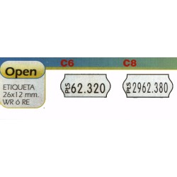 5321 ETIQUETA OPEN EN ROLLO BLANCA PARA MAQUINAS 26X12 OVALADA