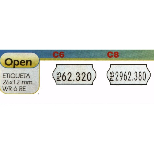 5321 ETIQUETA OPEN EN ROLLO BLANCA PARA MAQUINAS 26X12 OVALADA