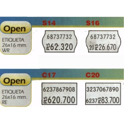 5322 ETIQUETA OPEN EN ROLLO  BLANCA PARA MAQUINAS 26X16
