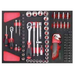 CLACHV7-49 BANDEJA 10 LLAVE HEXA.+ 9 VASOS L. 1/4 + 23 PUNTAS 1/4 (49)