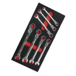 CLACHV7-90EVA BANDEJA LLAVES COMBINADAS CON CARRACA 8-19mm (7PCS) ARTICULADAS