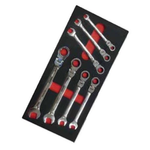 CLACHV7-90EVA BANDEJA LLAVES COMBINADAS CON CARRACA 8-19mm (7PCS) ARTICULADAS