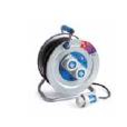 TAY768507 Enrollacable IP67 2 BASES 2P+T con termostato y tapa 50m. 3500W 3x1''5 con cable goma neopreno