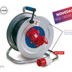 TAY780516 Enrollacable IP44 2 BASES 3P+T con termostato y tapa 40m. 7000W 4x1,5 Trifásico