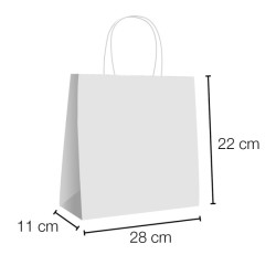 UN19.40.100 Bolsas papel kraft asa rizada con base ancha 28x11x22 cm