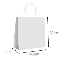 UN19.40.122 Bolsas papel kraft asa rizada con base ancha 40x11x32 cm