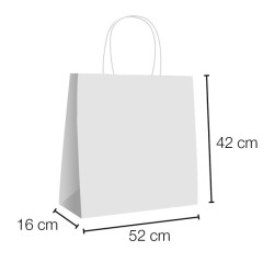 UN19.40.140 Bolsas papel kraft asa rizada con base ancha 52x16x42cm