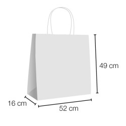 UN19.40.150 Bolsas papel kraft asa rizada con base ancha 52x16x49 cm