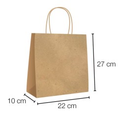 UN19.40.021 Bolsas papel kraft de asa rizada 22x10x27 cm