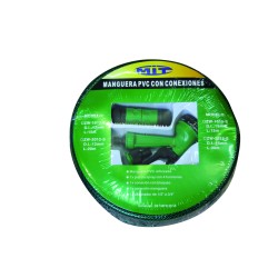 CLAZW1512S MANGUERA AGUA PVC 12mm 15M + PISTOLA DUCHA + CONEX.